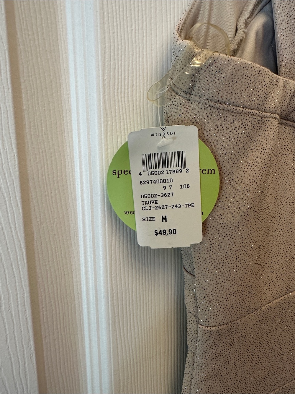 NEW Windsor Shimmery Taupe Maxi Dress with Crisscross Bodice - Picture 5 of 8